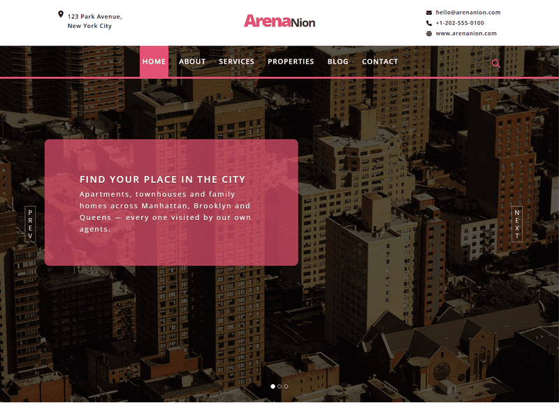 Arenanion – Responsive Property Website Template free Download