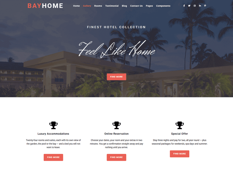 BayHome – One Page Travel Website Template Free Download