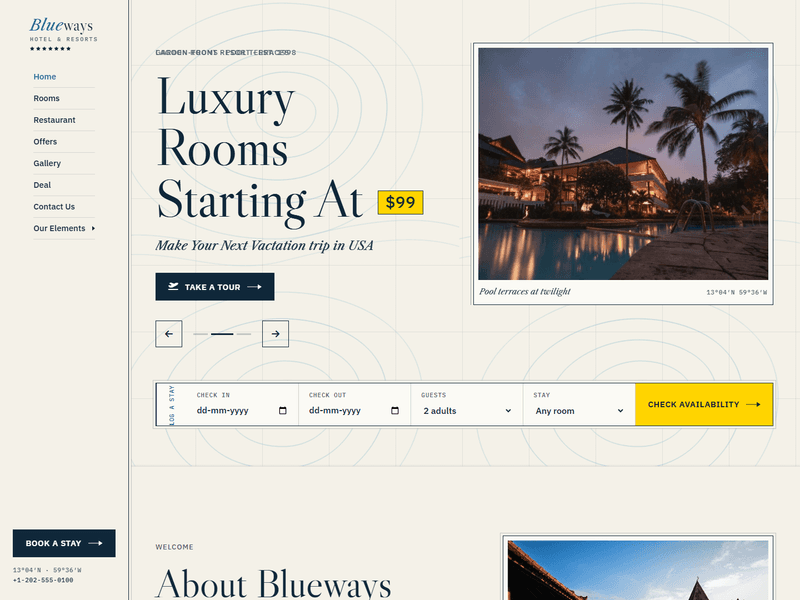 Blueways – Responsive HTMl5 Hotel Reservation Website Template