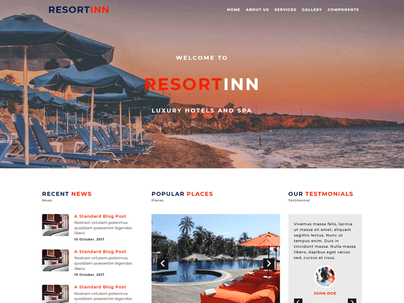 ResortIn – Responsive Free Resort Website Template HTML5