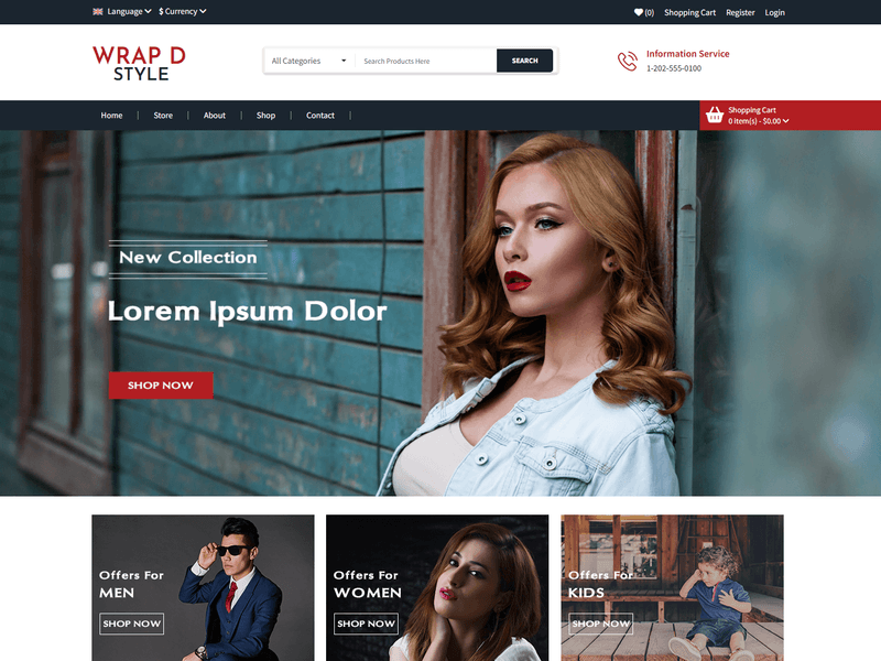 Wrap-d-Style - Online Store Website Template Free Download