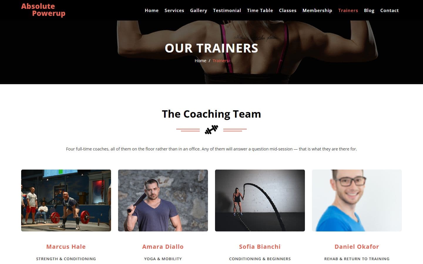 Absolute Powerup Trainers page
