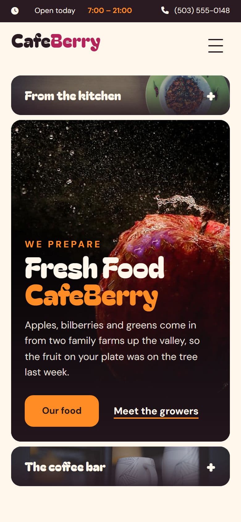 CafeBerry on a phone