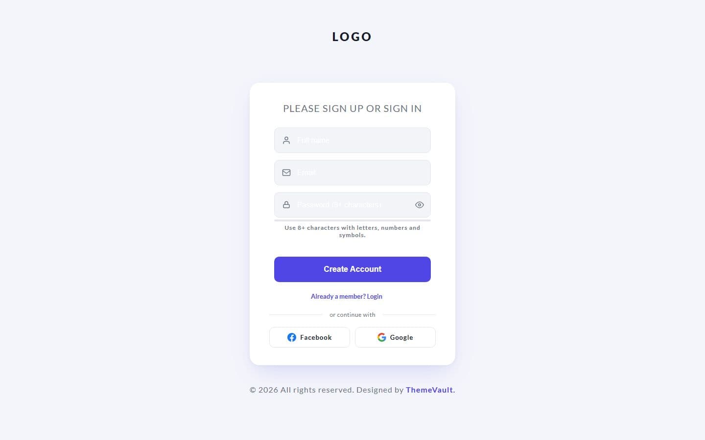 Creative Business Login Sign up page