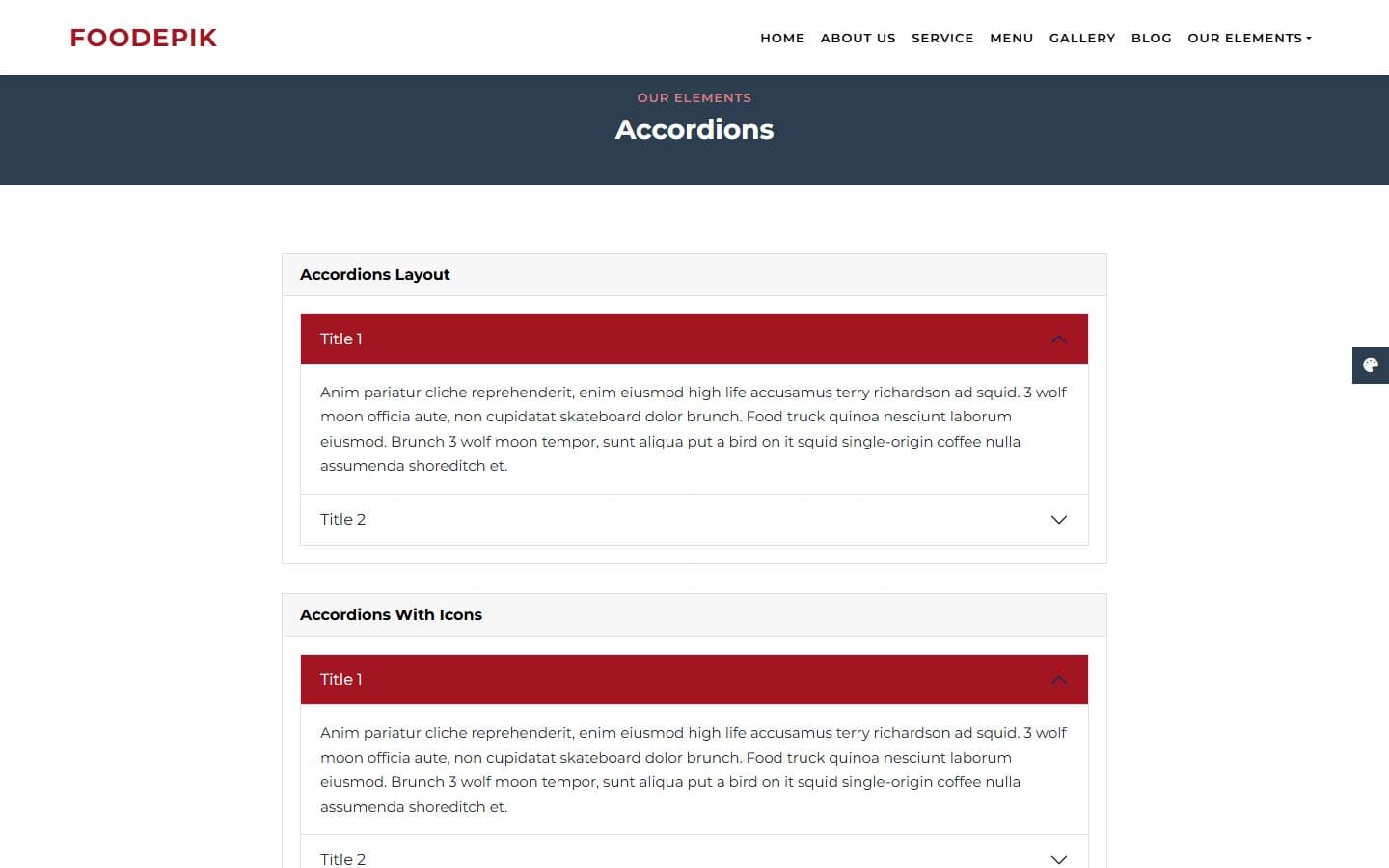 FoodEpik Accordions page