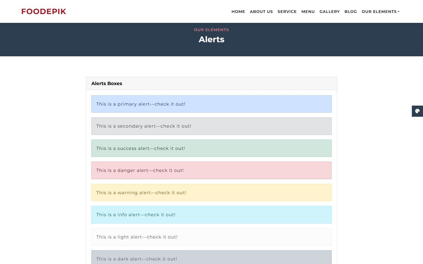 FoodEpik Alerts page