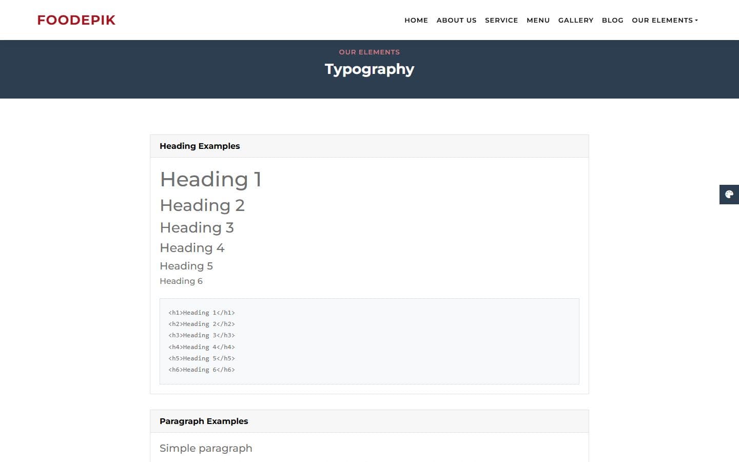 FoodEpik Typography page
