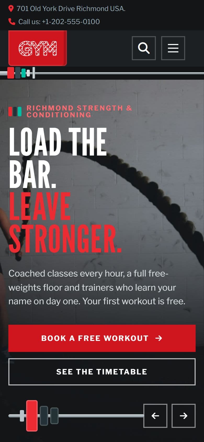 Gym-Vigour on a phone