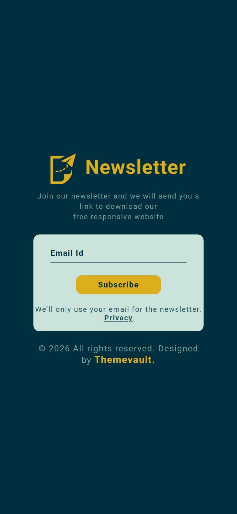 Modern Distinctive Subscribe Form on a phone