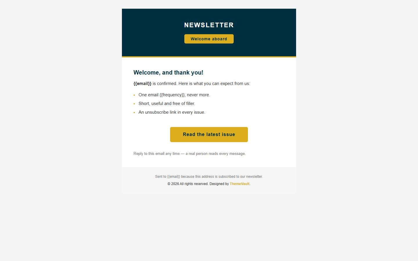 Modern Distinctive Subscribe Form Email: welcome page