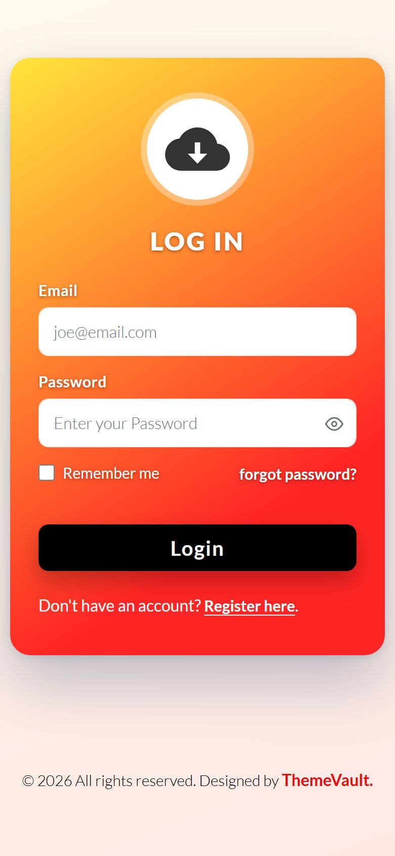 Portal Login Form 3 on a phone