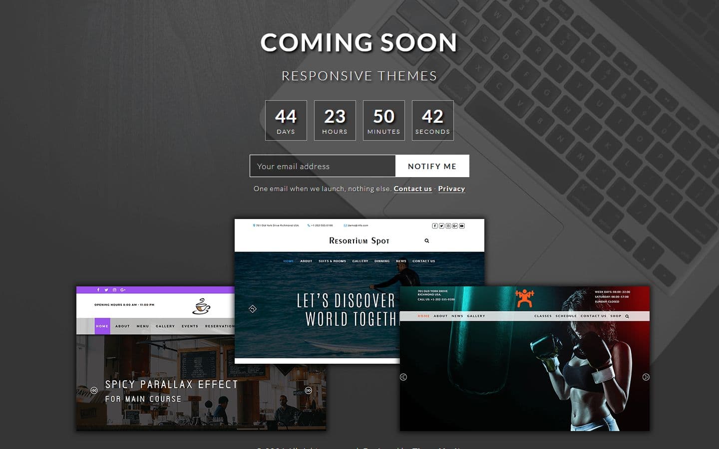 Themes Coming Soon Home page