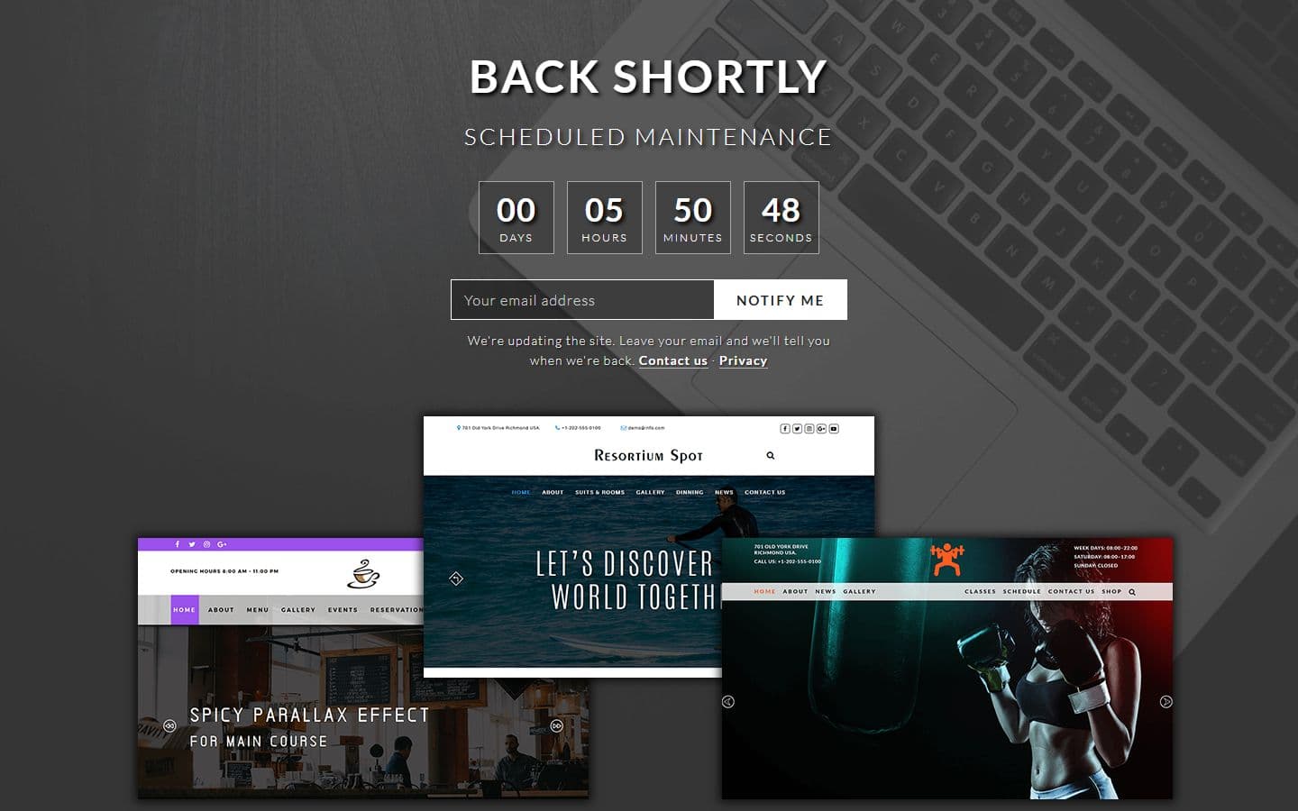 Themes Coming Soon Maintenance page