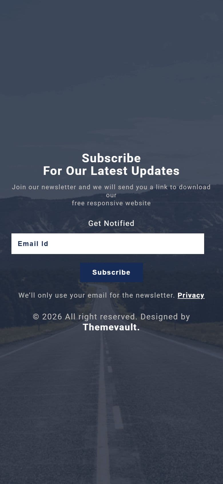 Unique Transparent Subscribe Form on a phone