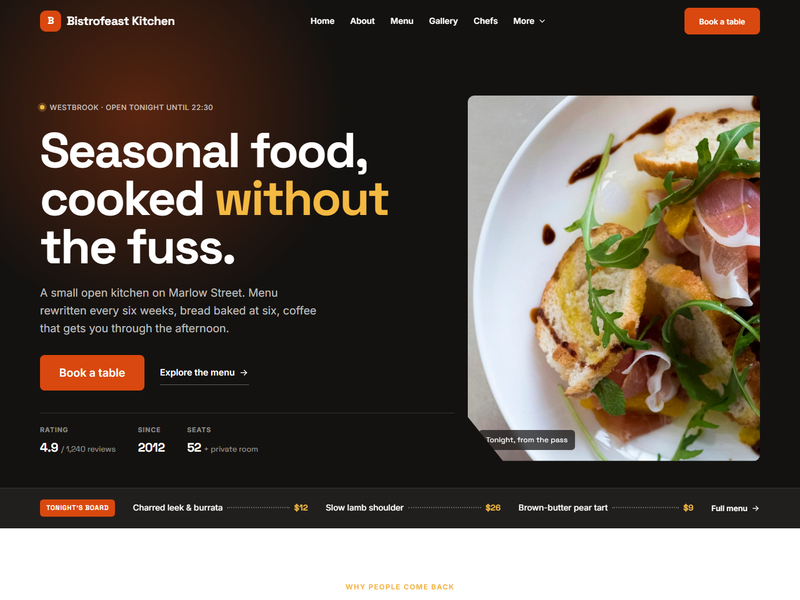 Bistrofeast restaurant and cafe website template