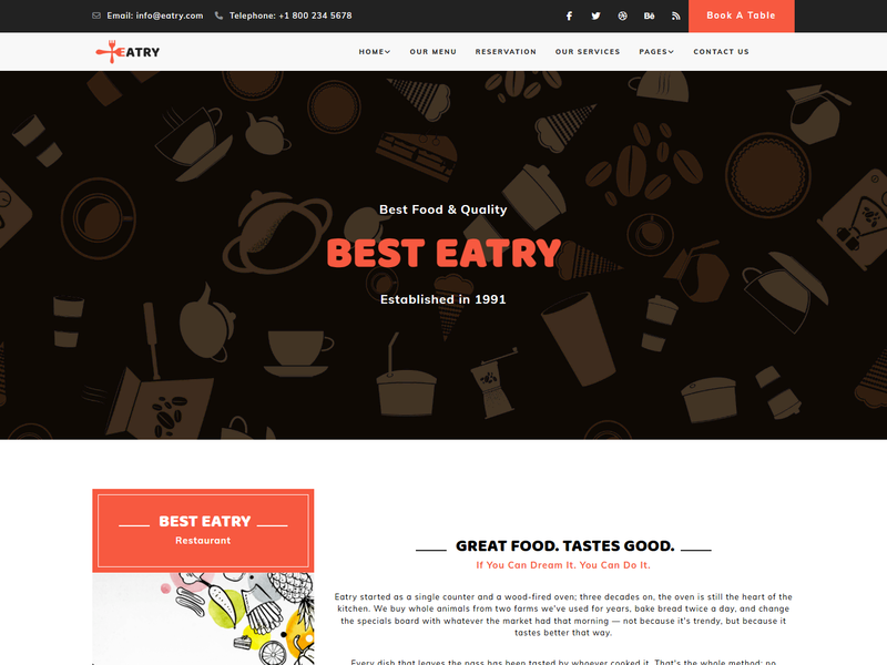 Eatry responsive restaurant template