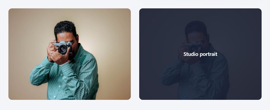 Circle reveal CSS image hover effect: the card before and on hover