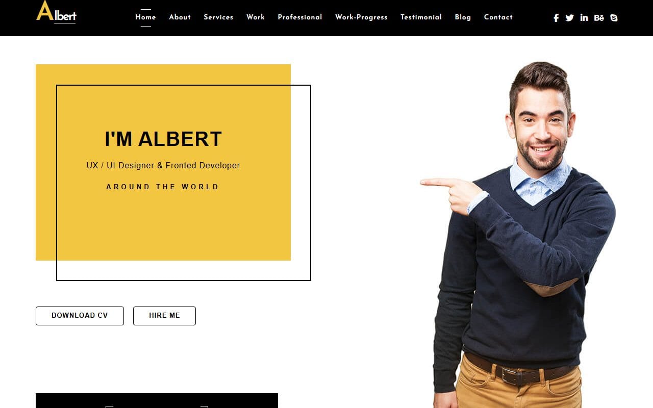 Albert UX designer portfolio template built with Bootstrap 5