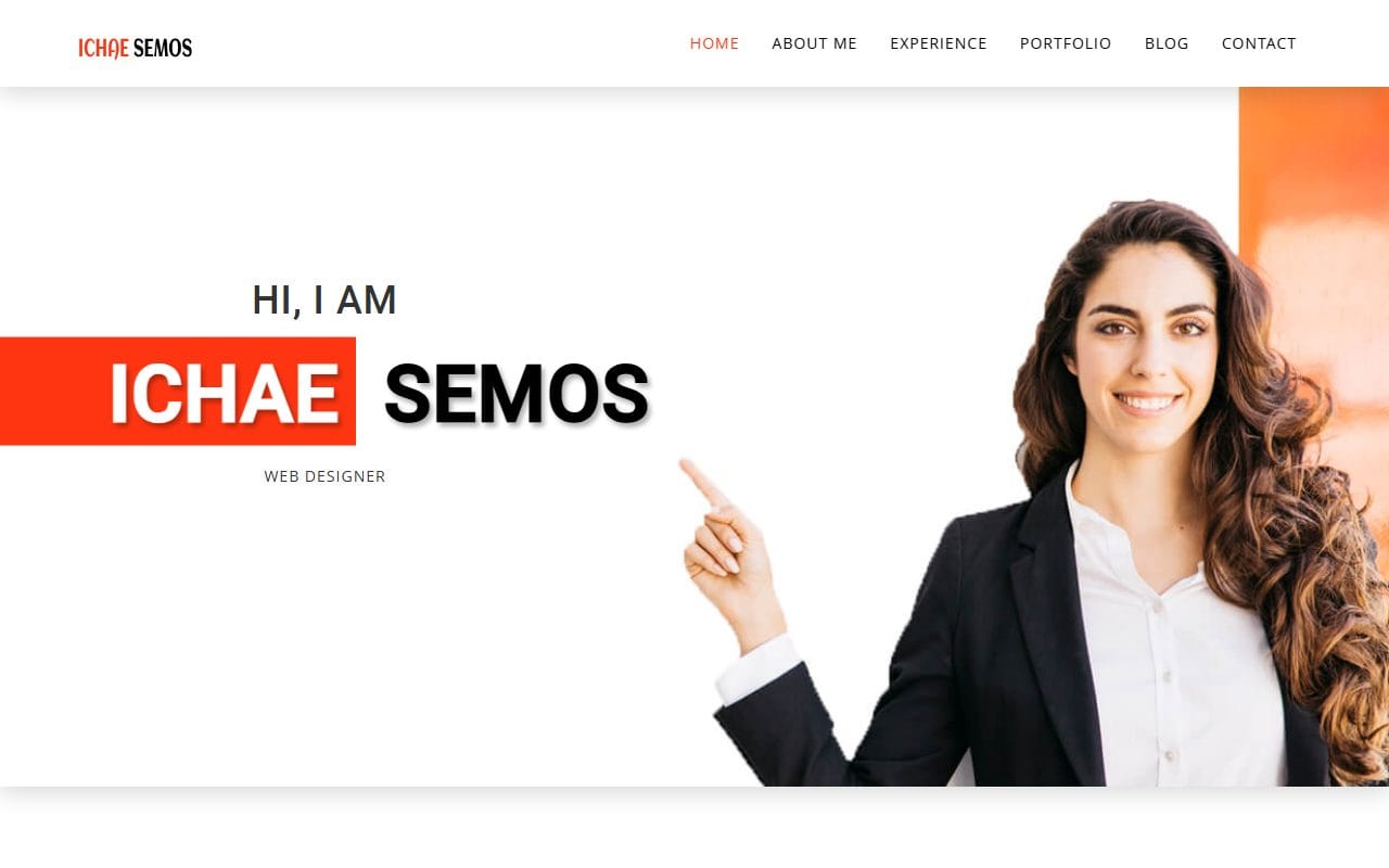 Ichae Semos one-page web designer portfolio template built with Bootstrap 5