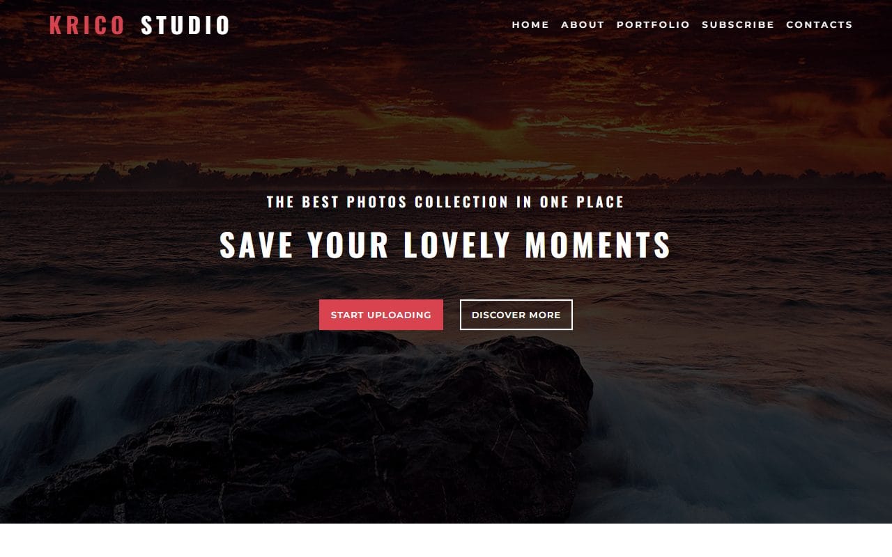Krico one-page photographer portfolio template