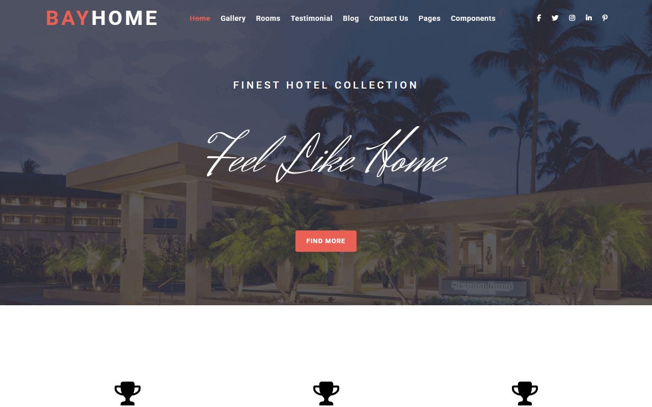 Bayhome hotel website template, home page