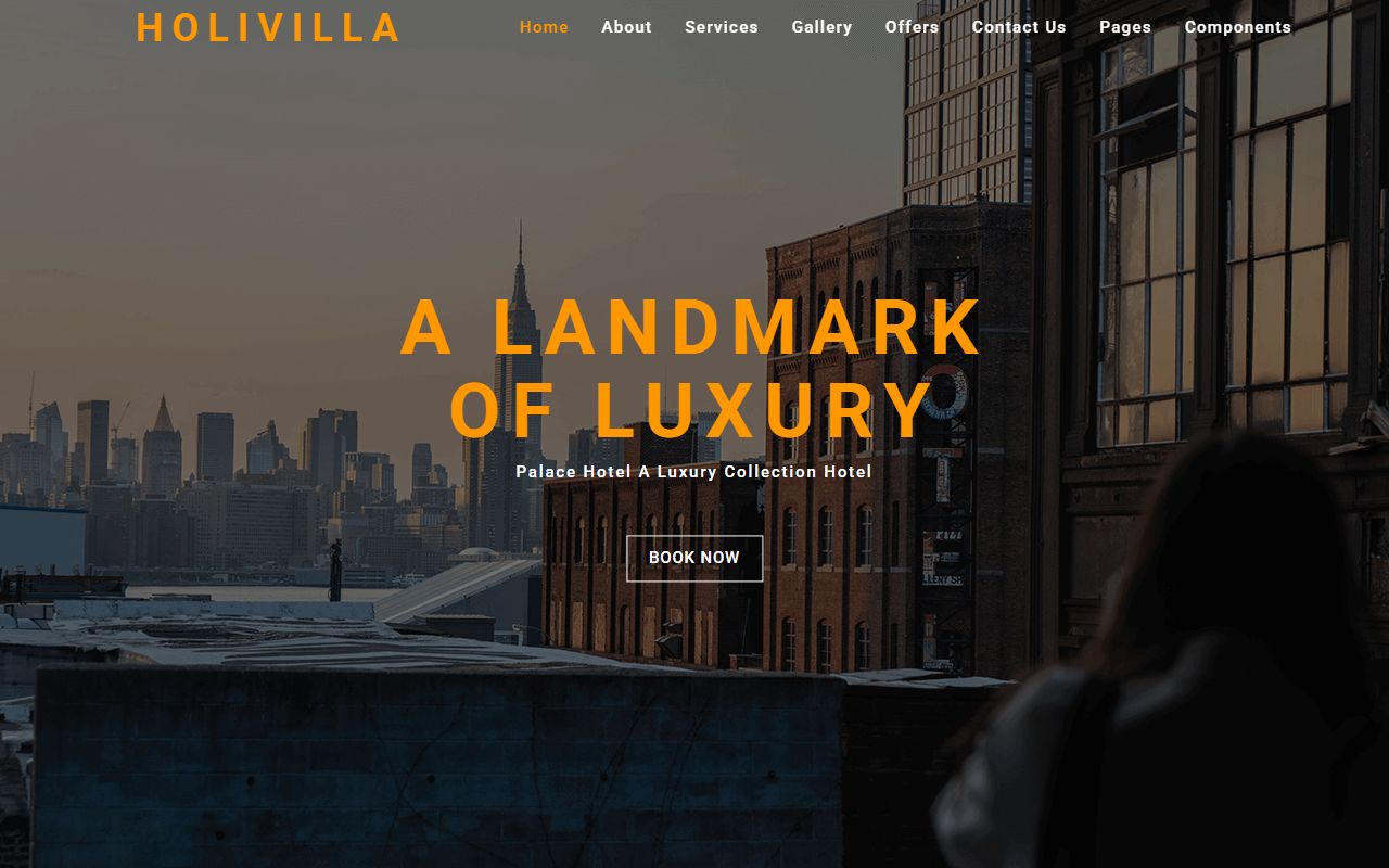 HoliVilla hotel website template, home page